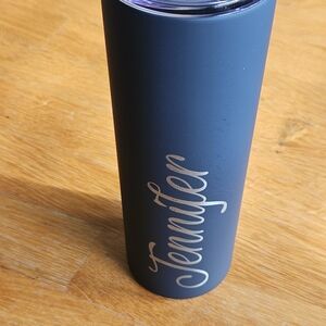 Black Personalized Stainless Steel Travel Mug - Custom Name Tumbler - JENNIFER
